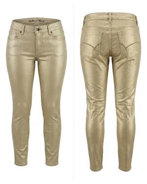 Bullhead Black Skinniest Metallic Gold Coated Stretch Jeans Women Size 7